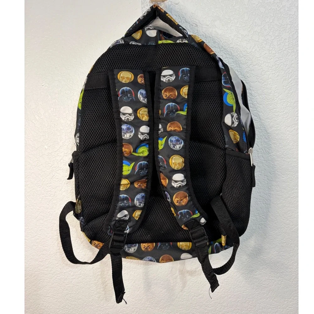 Star Wars Character Print Backpack Darth Vader Yoda Stormtrooper Black Multi
